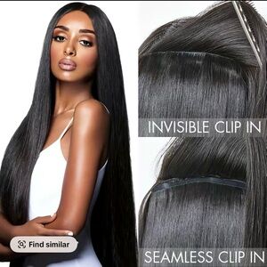 Seamless/Invisible Human Hair, Yaki-Straight Clip Ins